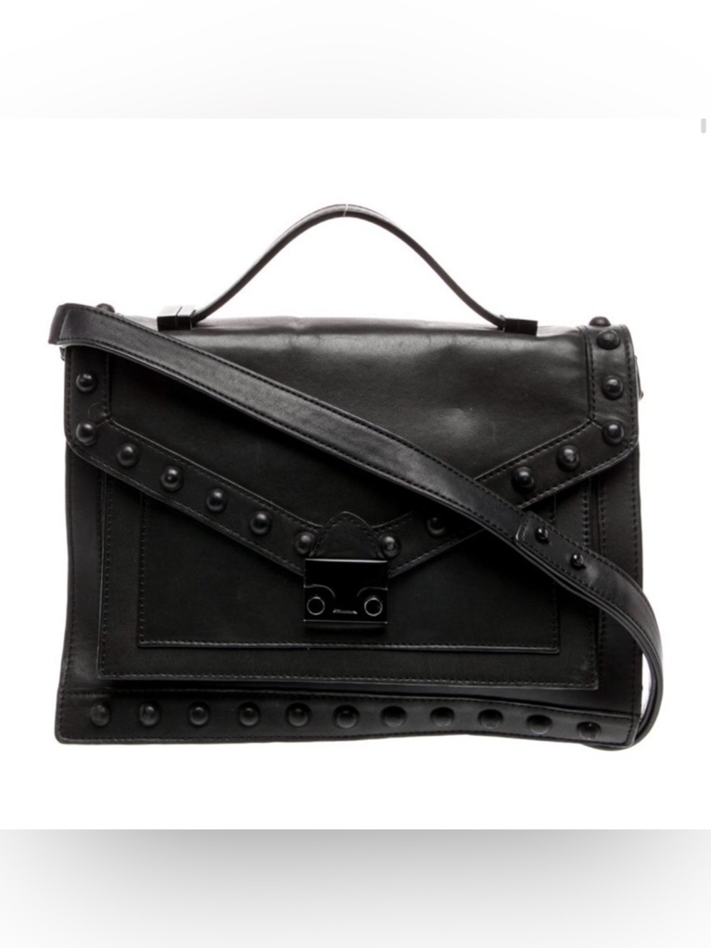Loeffler Randall Black Leather Stud Embellished Purse